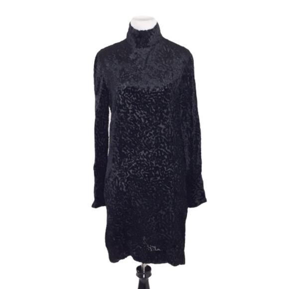 Nili Lotan Black Velvet Burnout Tunic Dress Sz XS - Picture 1 of 5